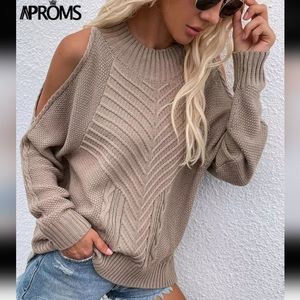 Elegant Cold Shoulder Knit Sweater Top S - XL